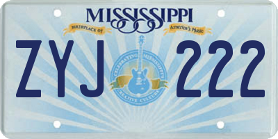 MS license plate ZYJ222