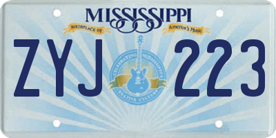 MS license plate ZYJ223