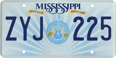 MS license plate ZYJ225