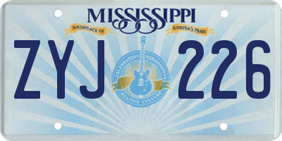 MS license plate ZYJ226