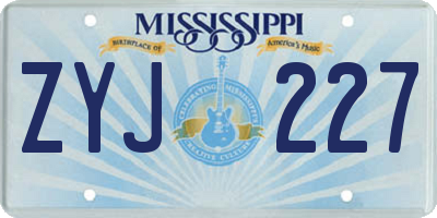 MS license plate ZYJ227