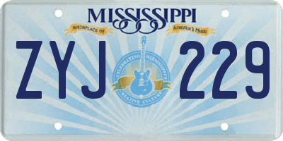 MS license plate ZYJ229