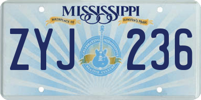MS license plate ZYJ236