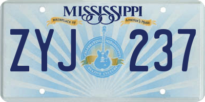 MS license plate ZYJ237