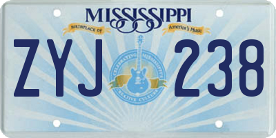 MS license plate ZYJ238