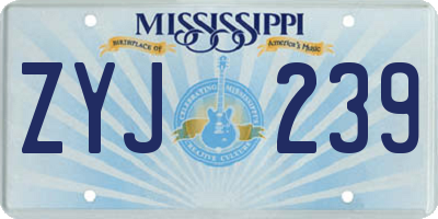 MS license plate ZYJ239