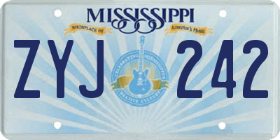 MS license plate ZYJ242