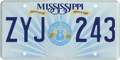 MS license plate ZYJ243