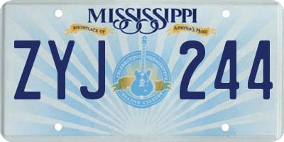 MS license plate ZYJ244