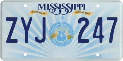 MS license plate ZYJ247