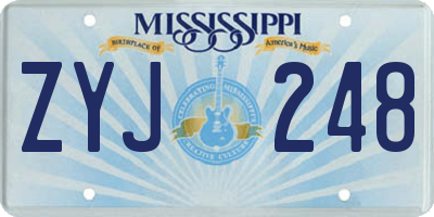 MS license plate ZYJ248