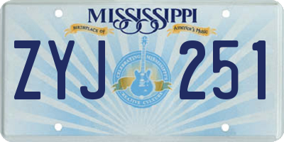 MS license plate ZYJ251