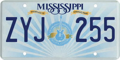 MS license plate ZYJ255