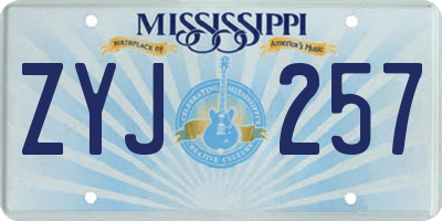 MS license plate ZYJ257
