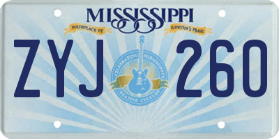 MS license plate ZYJ260