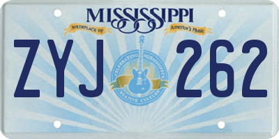 MS license plate ZYJ262