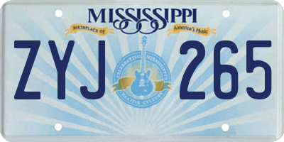 MS license plate ZYJ265