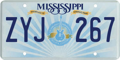 MS license plate ZYJ267