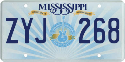MS license plate ZYJ268