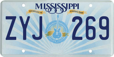 MS license plate ZYJ269