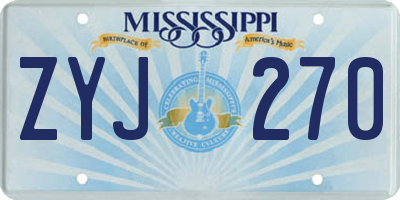 MS license plate ZYJ270