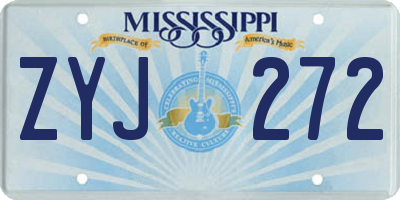 MS license plate ZYJ272