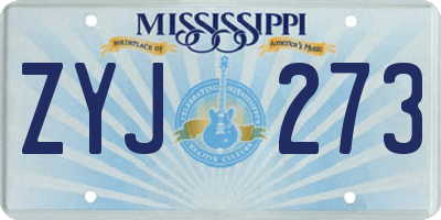 MS license plate ZYJ273