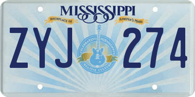 MS license plate ZYJ274