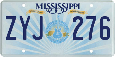MS license plate ZYJ276
