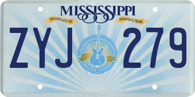 MS license plate ZYJ279