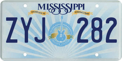 MS license plate ZYJ282