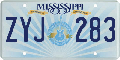 MS license plate ZYJ283