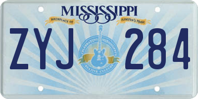 MS license plate ZYJ284