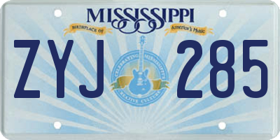 MS license plate ZYJ285
