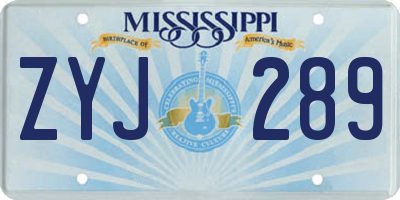 MS license plate ZYJ289