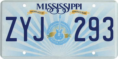 MS license plate ZYJ293