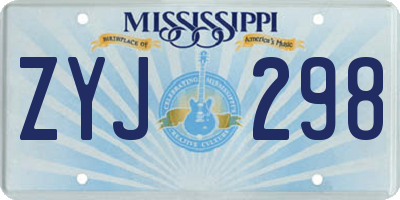 MS license plate ZYJ298