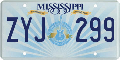 MS license plate ZYJ299