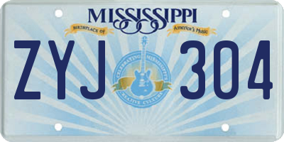 MS license plate ZYJ304