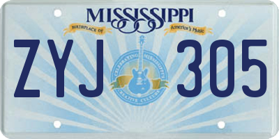 MS license plate ZYJ305