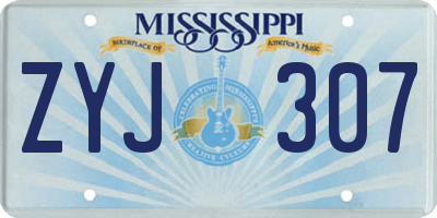 MS license plate ZYJ307