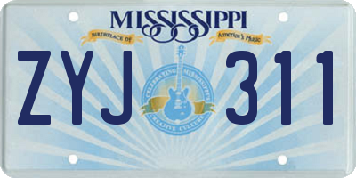 MS license plate ZYJ311