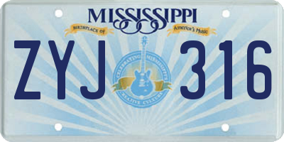 MS license plate ZYJ316