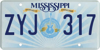 MS license plate ZYJ317