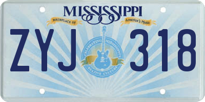 MS license plate ZYJ318