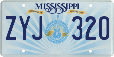 MS license plate ZYJ320