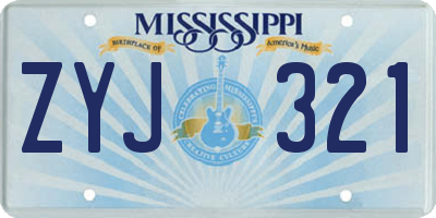 MS license plate ZYJ321