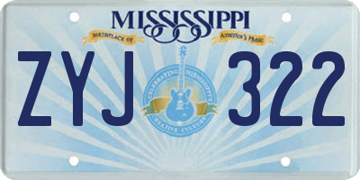 MS license plate ZYJ322