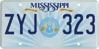 MS license plate ZYJ323