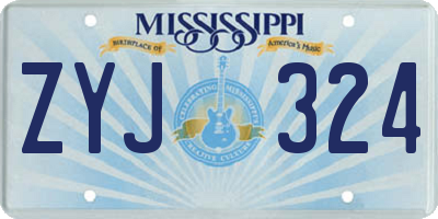 MS license plate ZYJ324